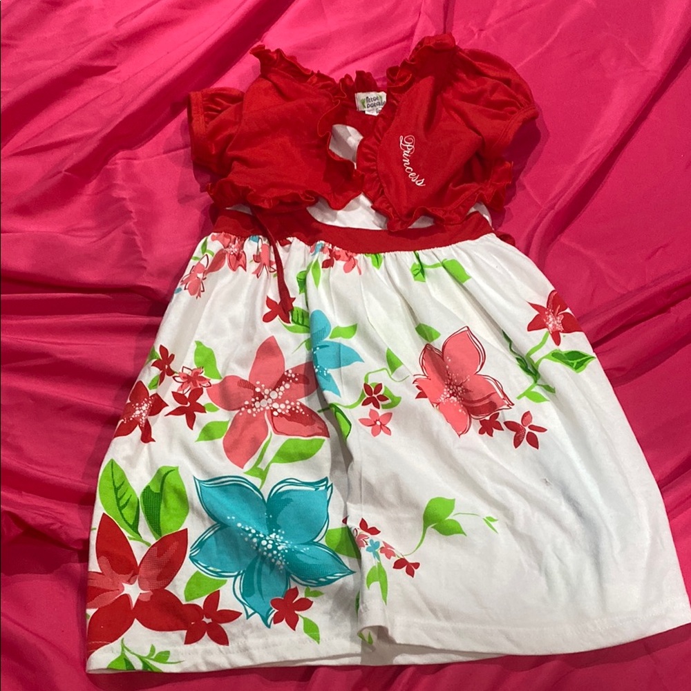 Red Floral Dress with Bolero